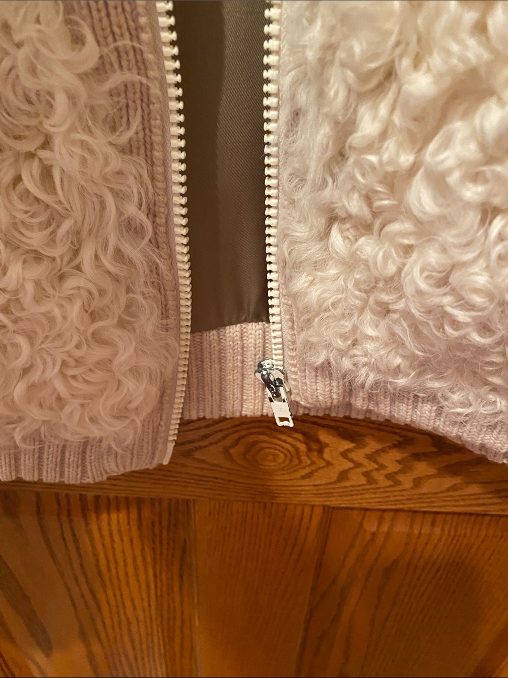 Cream Curly lamb’s wool Fur Bomber Jacket Vintage - Picture 6 of 9